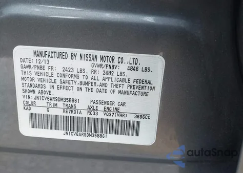 2013 Infiniti G37X z USA, uszkodzony, nr VIN JN1CV6AR9DM358861